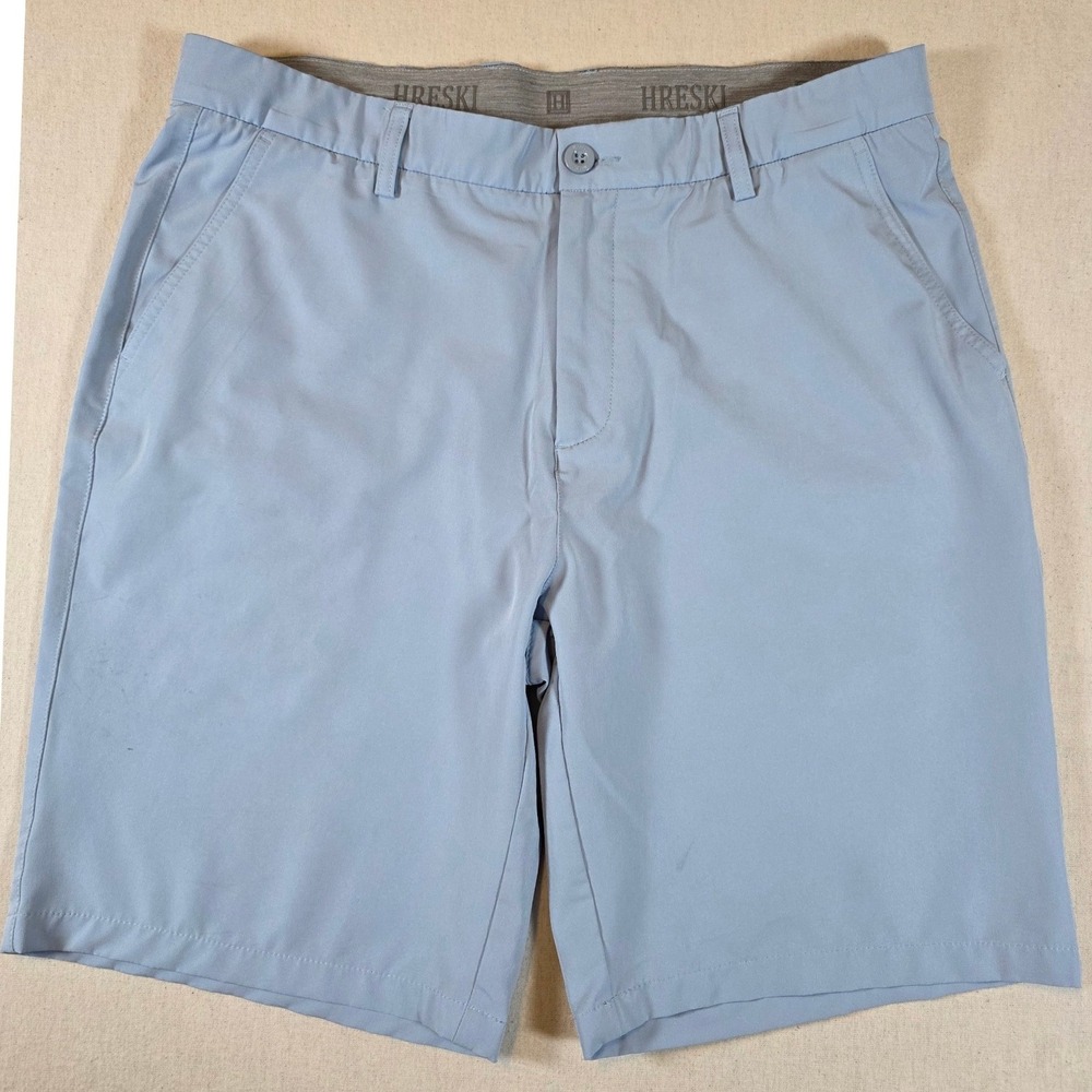 Hreski Mens 36 Light Blue‎ Performance Golf Shorts Flat Front Stretch Wicking
